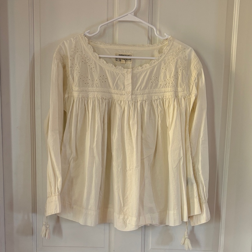 Current/Elliott Cream Lace Detail Blouse